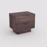 Maria Solid Sheesham Wood Bedside Table With Two Drawers (Walnut Finish)